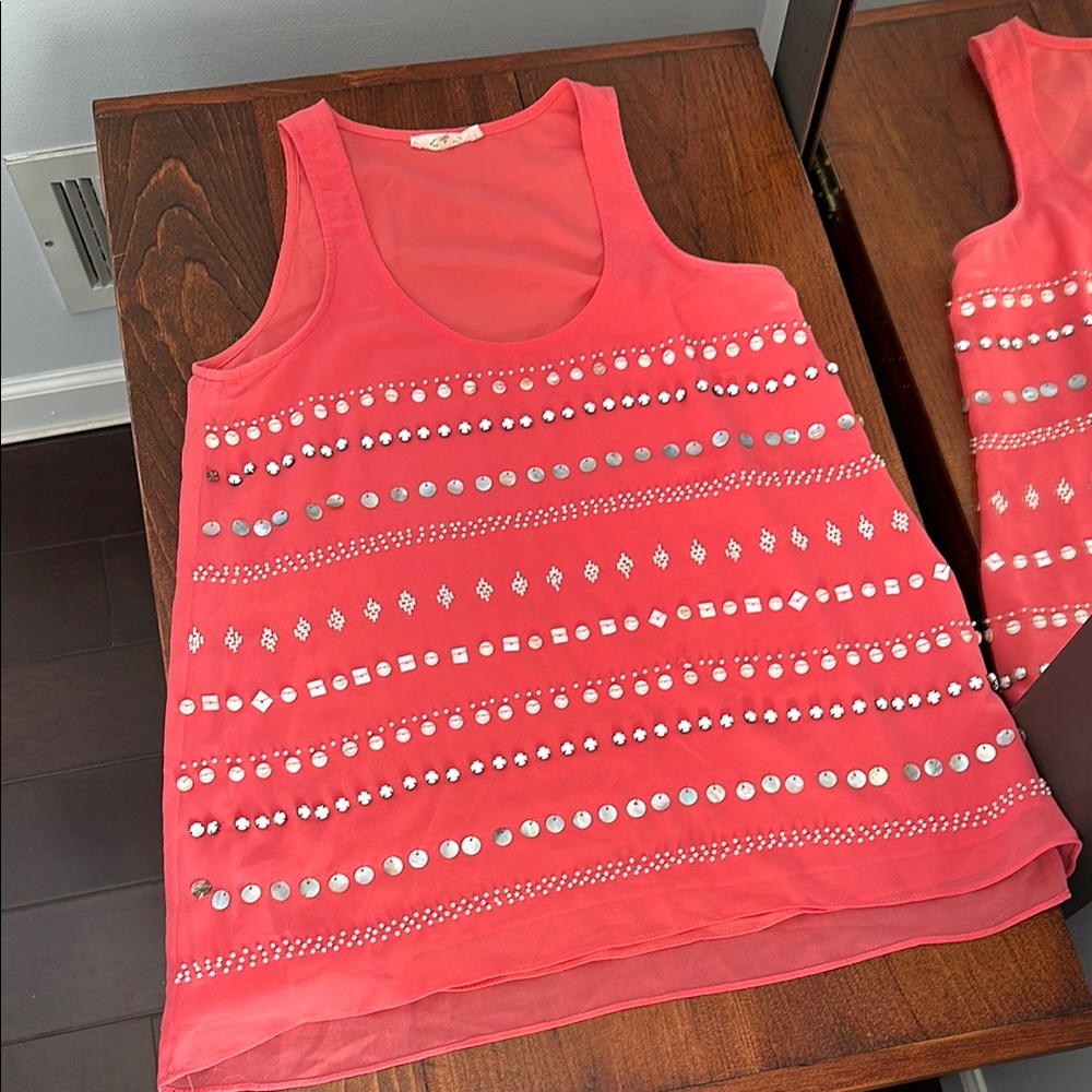 Sugarlips Coral Embellished Tank Top